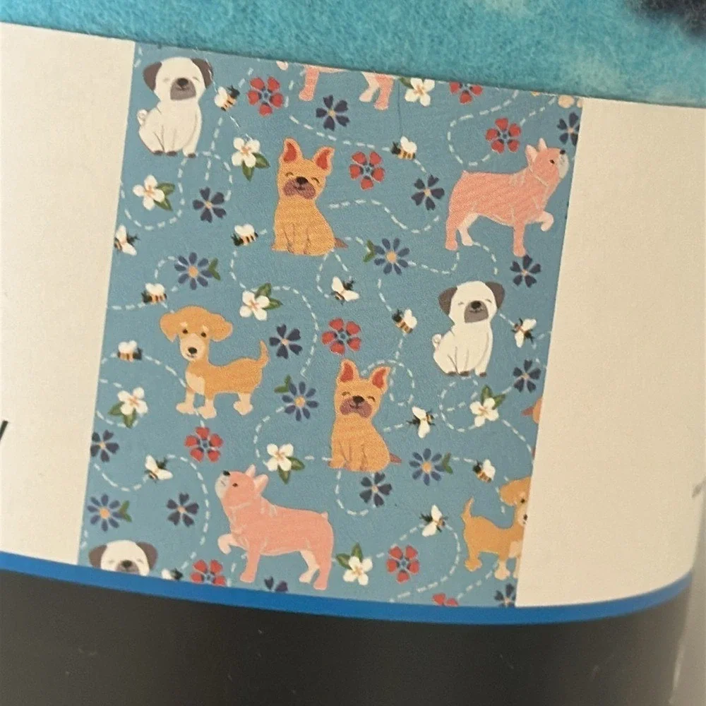 Mainstays Spring Dog Fleece Throw Blanket Blue Floral Puppy Bee 50x60 NEW